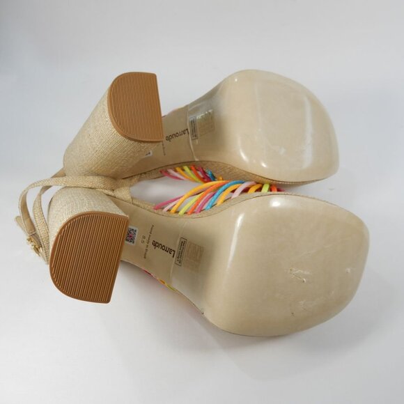 Larroude Valerie Knotted Satin Platform Sandals Sz 8.5 Multi 140MM Heel NEW $330 - Picture 13 of 16